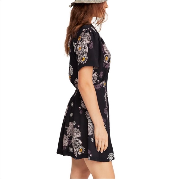FREE PEOPLE Blue Hawaii Floral Dress BLACK SMALL - Picture 3 of 9